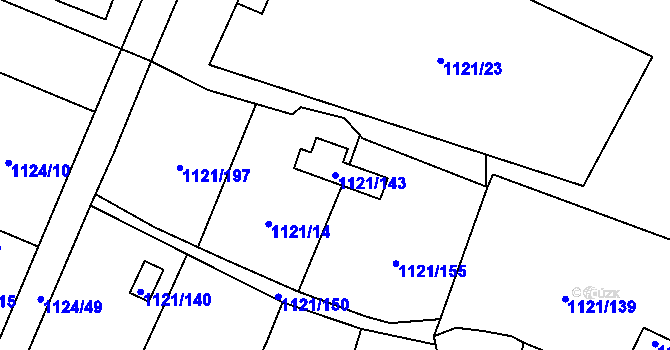 Parcela st. 1121/143 v KÚ Jihlava, Katastrální mapa