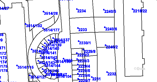 Parcela st. 2230/1 v KÚ Jihlava, Katastrální mapa