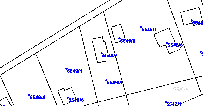 Parcela st. 5549/7 v KÚ Jihlava, Katastrální mapa