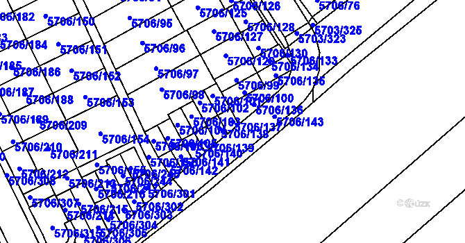 Parcela st. 5706/137 v KÚ Jihlava, Katastrální mapa