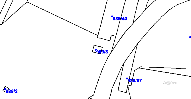 Parcela st. 989/3 v KÚ Jihlava, Katastrální mapa