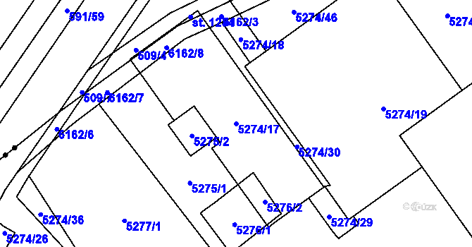 Parcela st. 5274/17 v KÚ Jihlava, Katastrální mapa