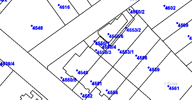 Parcela st. 4550/3 v KÚ Jihlava, Katastrální mapa
