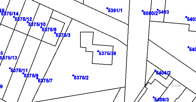 Parcela st. 5375/38 v KÚ Jihlava, Katastrální mapa