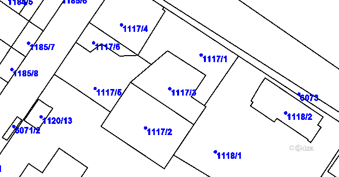 Parcela st. 1117/3 v KÚ Jihlava, Katastrální mapa