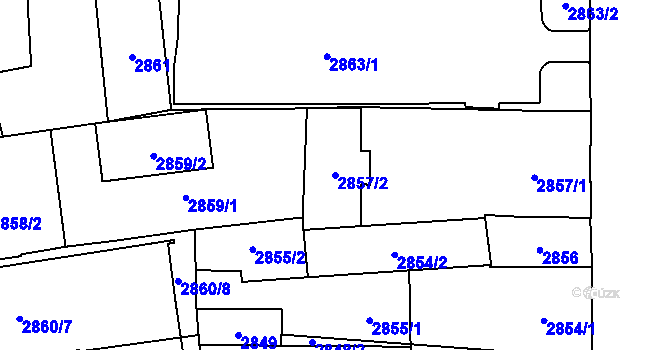 Parcela st. 2857/2 v KÚ Jihlava, Katastrální mapa