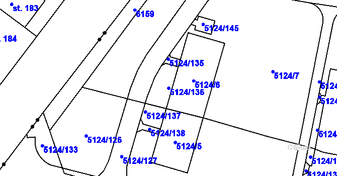Parcela st. 5124/136 v KÚ Jihlava, Katastrální mapa