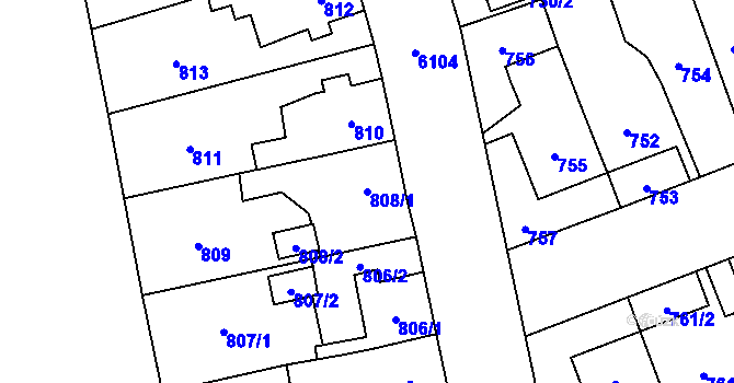 Parcela st. 808/1 v KÚ Jihlava, Katastrální mapa