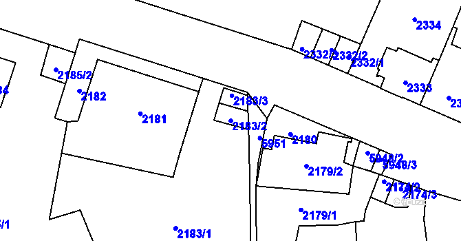 Parcela st. 2183/2 v KÚ Jihlava, Katastrální mapa