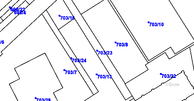 Parcela st. 703/23 v KÚ Jihlava, Katastrální mapa