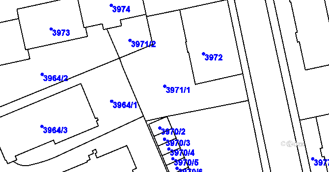 Parcela st. 3971/1 v KÚ Jihlava, Katastrální mapa
