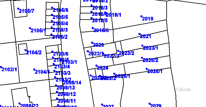Parcela st. 2022/3 v KÚ Jihlava, Katastrální mapa