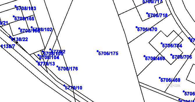 Parcela st. 5706/175 v KÚ Jihlava, Katastrální mapa