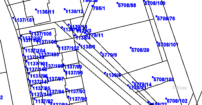 Parcela st. 5779/9 v KÚ Jihlava, Katastrální mapa