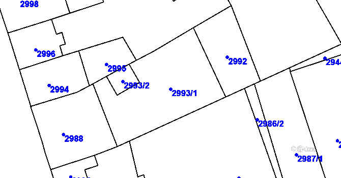 Parcela st. 2993/1 v KÚ Jihlava, Katastrální mapa