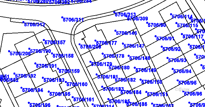 Parcela st. 5706/178 v KÚ Jihlava, Katastrální mapa