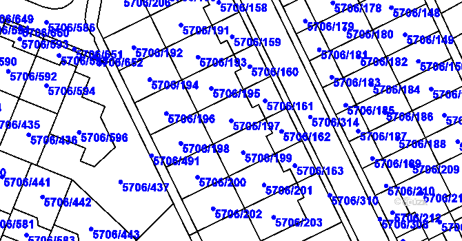 Parcela st. 5706/197 v KÚ Jihlava, Katastrální mapa