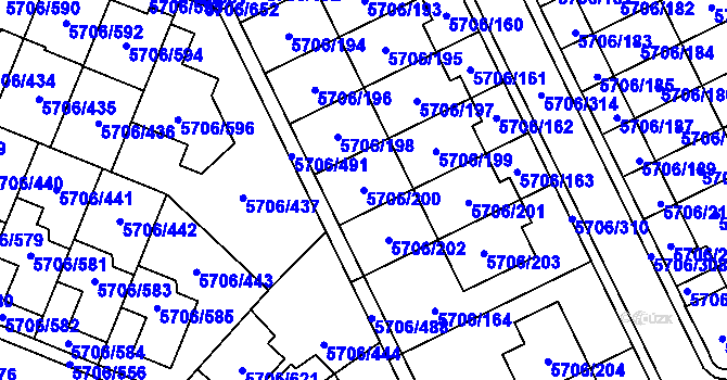 Parcela st. 5706/200 v KÚ Jihlava, Katastrální mapa