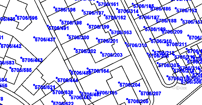 Parcela st. 5706/203 v KÚ Jihlava, Katastrální mapa