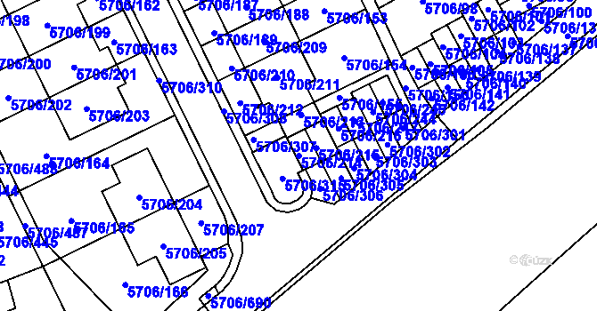 Parcela st. 5706/214 v KÚ Jihlava, Katastrální mapa