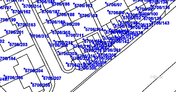 Parcela st. 5706/217 v KÚ Jihlava, Katastrální mapa
