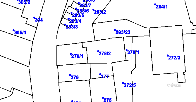 Parcela st. 278/2 v KÚ Jihlava, Katastrální mapa