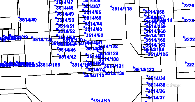 Parcela st. 3514/129 v KÚ Jihlava, Katastrální mapa