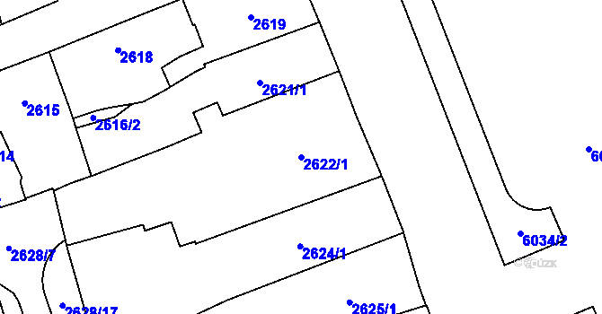 Parcela st. 2622/1 v KÚ Jihlava, Katastrální mapa