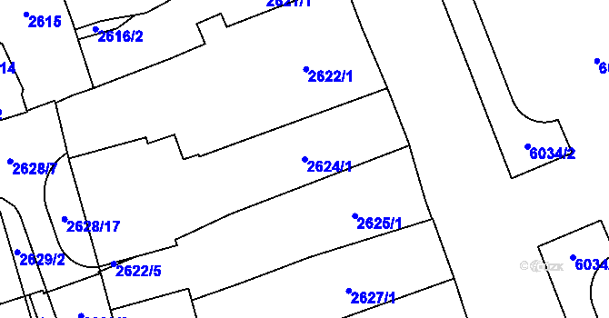 Parcela st. 2624/1 v KÚ Jihlava, Katastrální mapa
