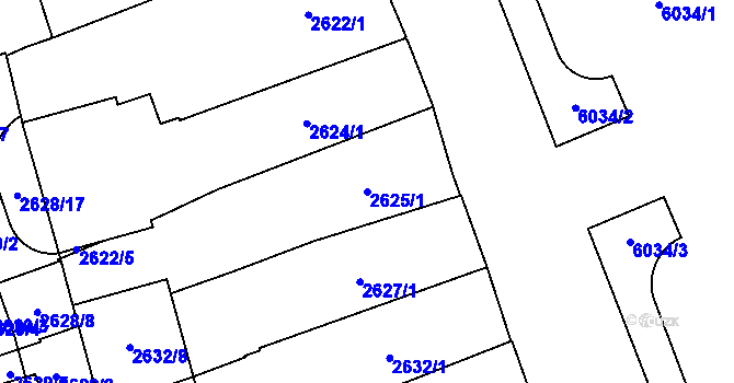 Parcela st. 2625/1 v KÚ Jihlava, Katastrální mapa