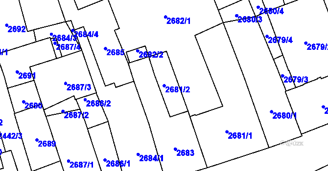 Parcela st. 2681/2 v KÚ Jihlava, Katastrální mapa