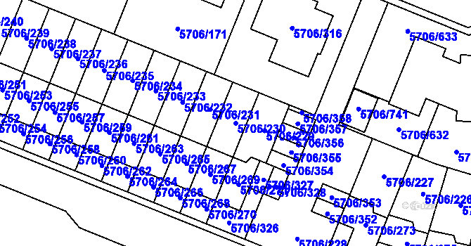 Parcela st. 5706/230 v KÚ Jihlava, Katastrální mapa