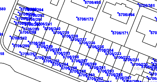 Parcela st. 5706/236 v KÚ Jihlava, Katastrální mapa