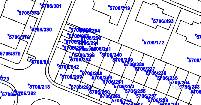 Parcela st. 5706/240 v KÚ Jihlava, Katastrální mapa