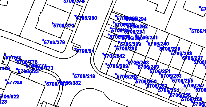 Parcela st. 5706/242 v KÚ Jihlava, Katastrální mapa