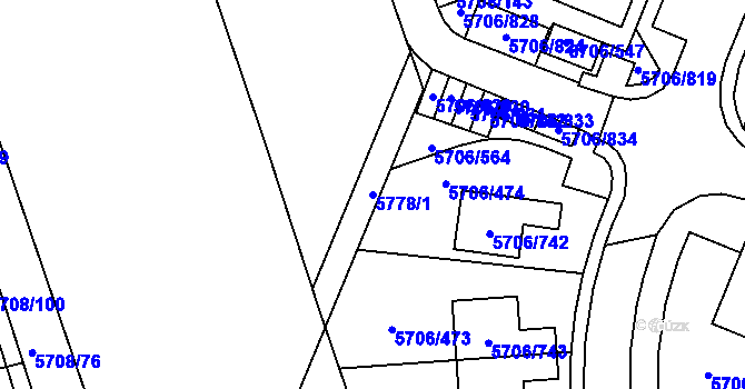 Parcela st. 5778/1 v KÚ Jihlava, Katastrální mapa