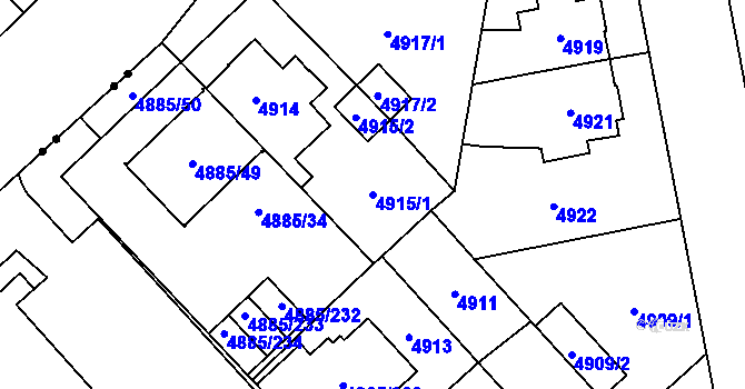 Parcela st. 4915/1 v KÚ Jihlava, Katastrální mapa