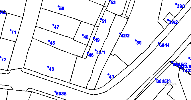Parcela st. 42/1 v KÚ Jihlava, Katastrální mapa
