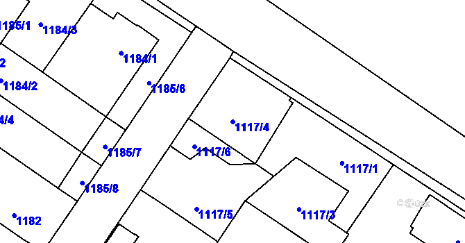 Parcela st. 1117/4 v KÚ Jihlava, Katastrální mapa