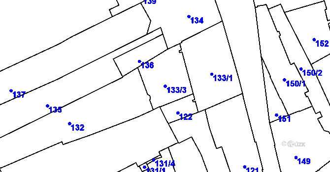 Parcela st. 133/3 v KÚ Jihlava, Katastrální mapa