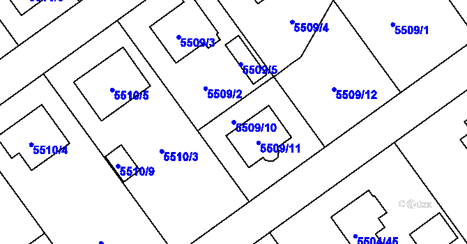 Parcela st. 5509/10 v KÚ Jihlava, Katastrální mapa