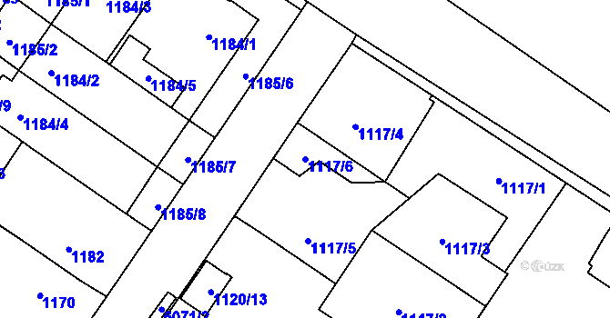 Parcela st. 1117/6 v KÚ Jihlava, Katastrální mapa