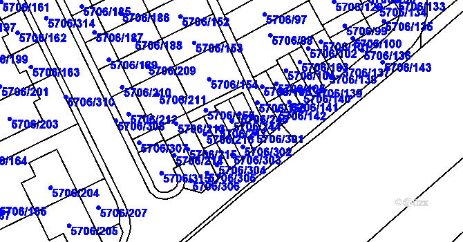 Parcela st. 5706/244 v KÚ Jihlava, Katastrální mapa