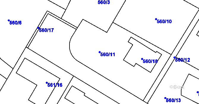 Parcela st. 560/11 v KÚ Jihlava, Katastrální mapa