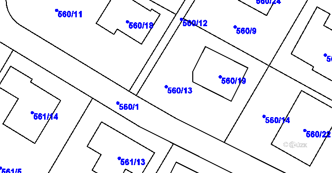 Parcela st. 560/13 v KÚ Jihlava, Katastrální mapa