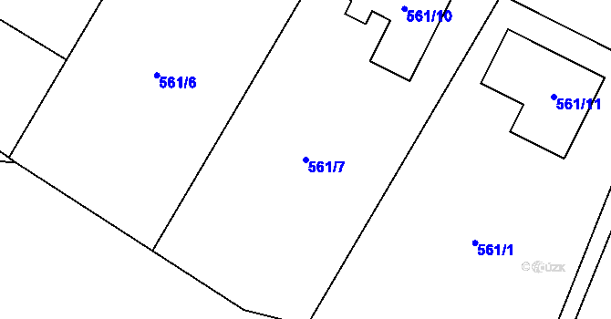 Parcela st. 561/7 v KÚ Jihlava, Katastrální mapa