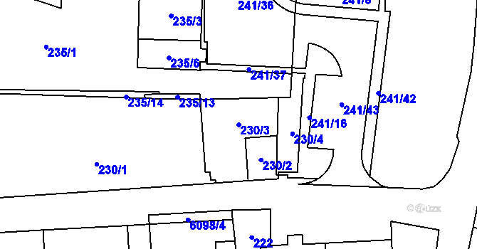 Parcela st. 230/3 v KÚ Jihlava, Katastrální mapa
