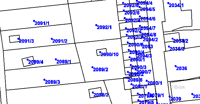 Parcela st. 2090/10 v KÚ Jihlava, Katastrální mapa