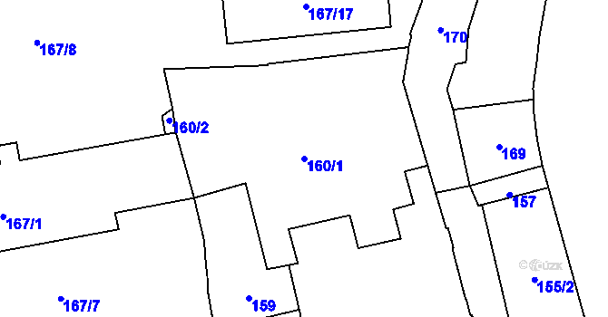 Parcela st. 160/1 v KÚ Jihlava, Katastrální mapa