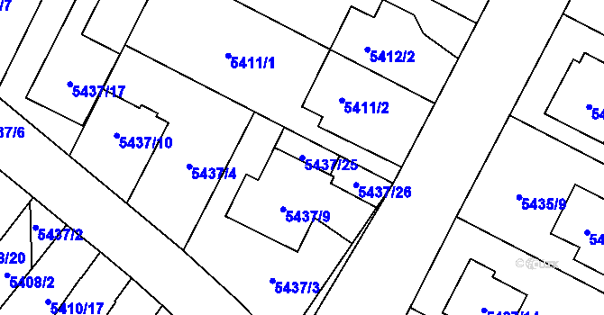 Parcela st. 5437/25 v KÚ Jihlava, Katastrální mapa